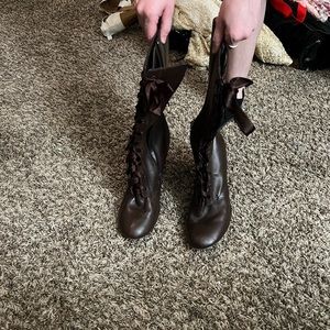 Steam punk style heeled boots